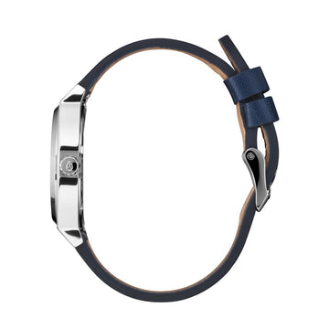 Nixon Time Teller Leather Watch - Silver/Cloud/Indigo