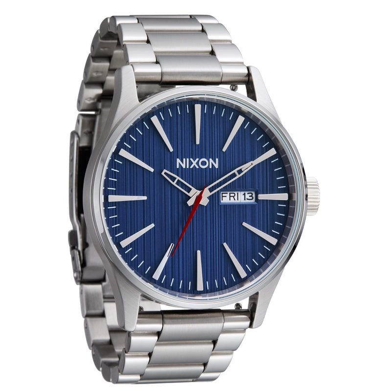 Nixon Sentry Stainless Steel Watch - Silver/Indigo