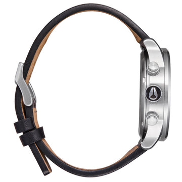 Nixon Sentry Chrono Leather Watch - Chrome/Cloud Sunray/Black