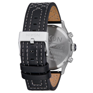 Nixon Sentry Chrono Leather Watch - Chrome/Cloud Sunray/Black