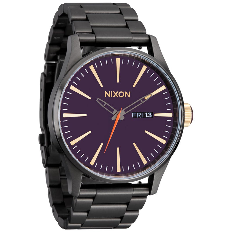 Nixon Sentry Stainless Steel Watch - Gunmetal/Blackberry/Gold
