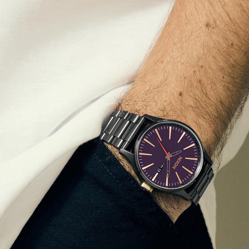 Nixon Sentry Stainless Steel Watch - Gunmetal/Blackberry/Gold