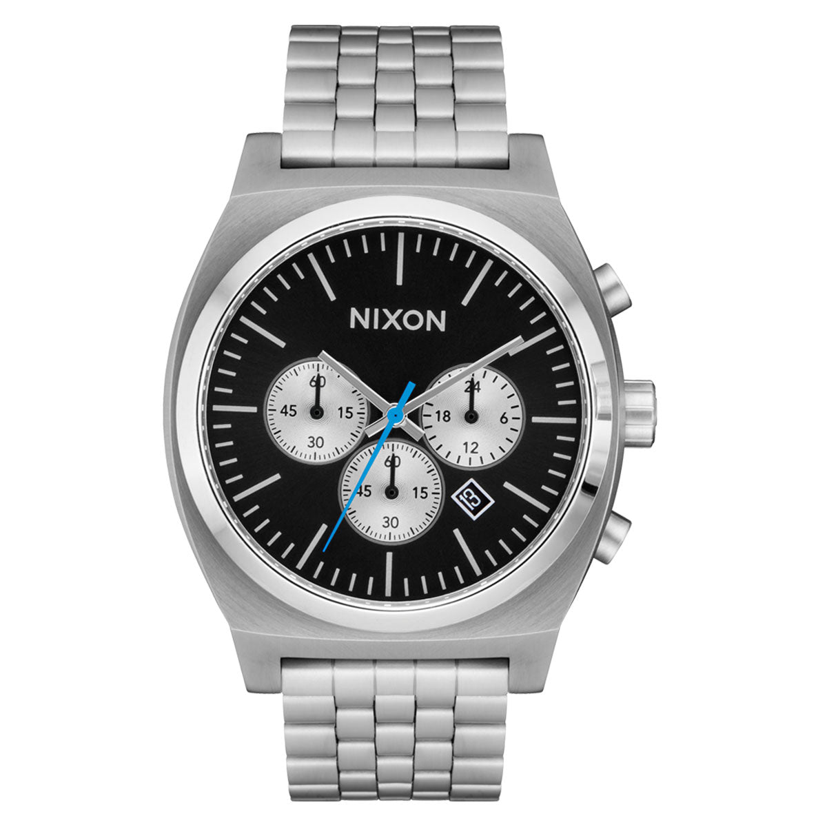 Nixon Time Teller Chrono Watch - Chrome/Black/Chrome Sunray image 1