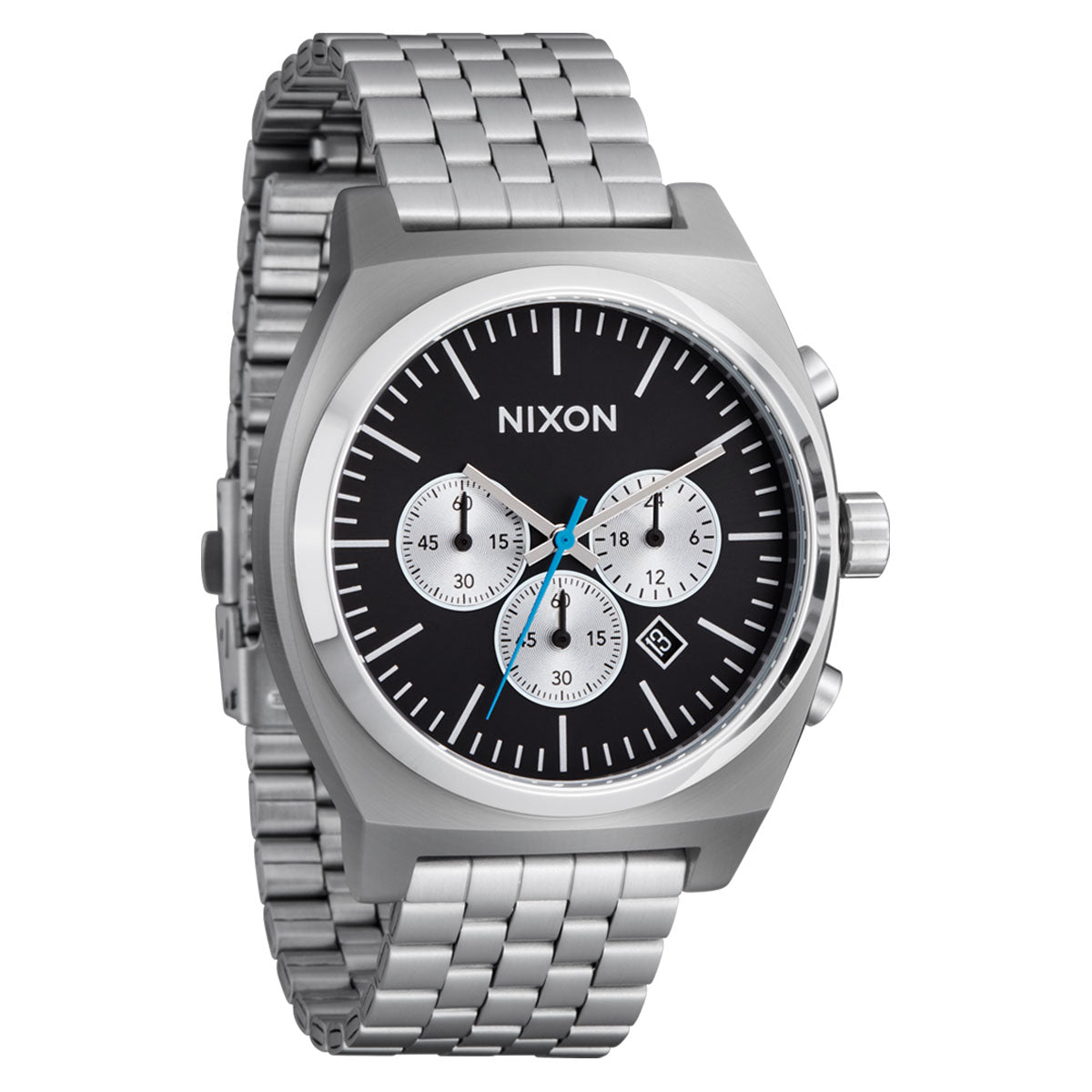 Nixon Time Teller Chrono Watch - Chrome/Black/Chrome Sunray image 2