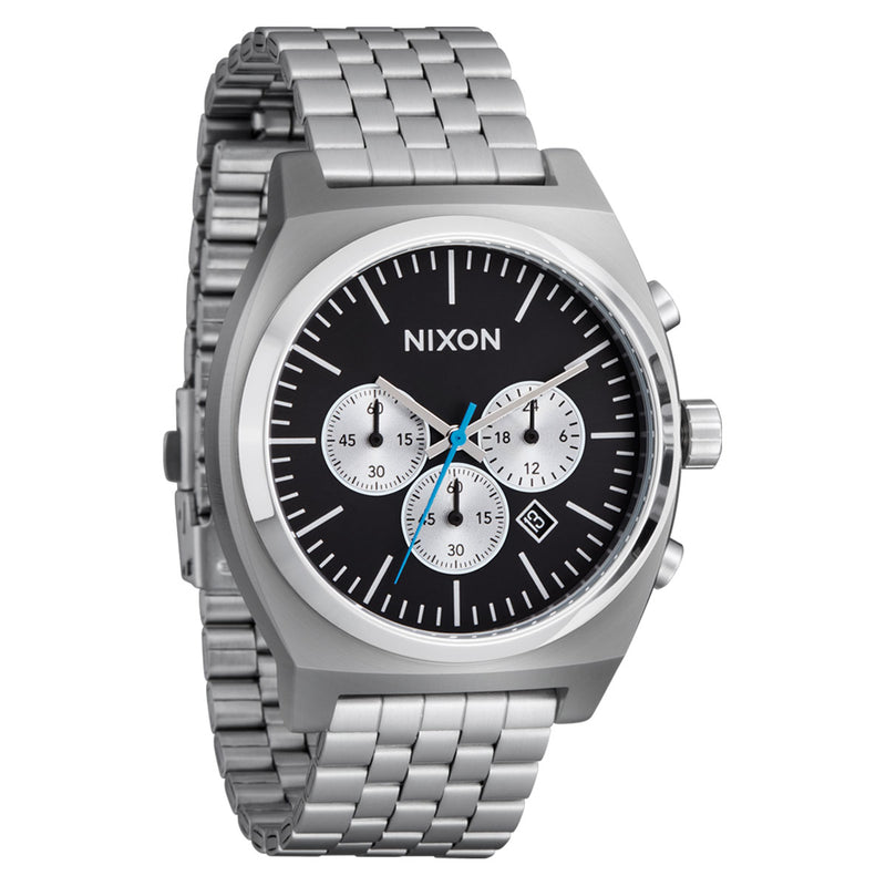 Nixon Time Teller Chrono Watch - Chrome/Black/Chrome Sunray