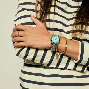 Nixon Medium Time Teller Watch - Silver/Turquoise