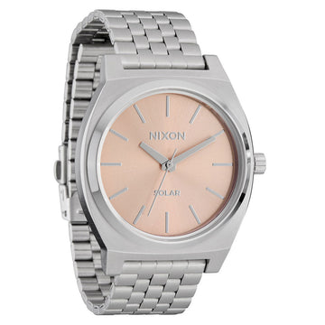 Nixon Time Teller Solar Watch - Silver/Salmon