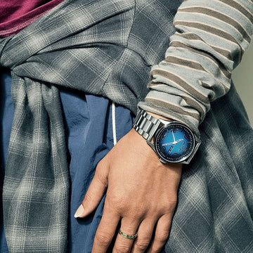 Nixon Sentry Stainless Steel Watch - Fisheye/Silver/Polar Blue