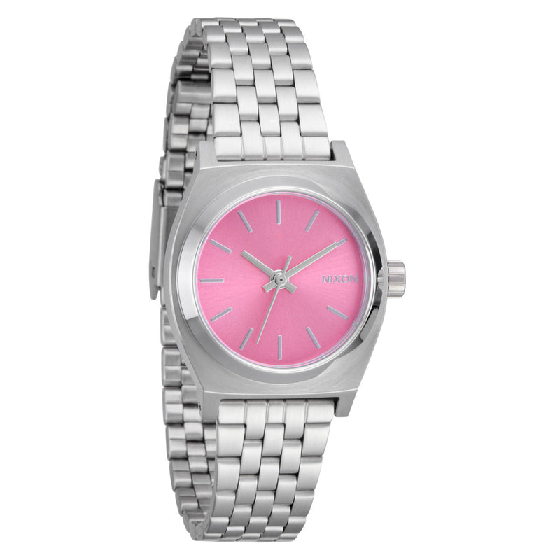 Nixon Small Time Teller Watch - Silver/Pink