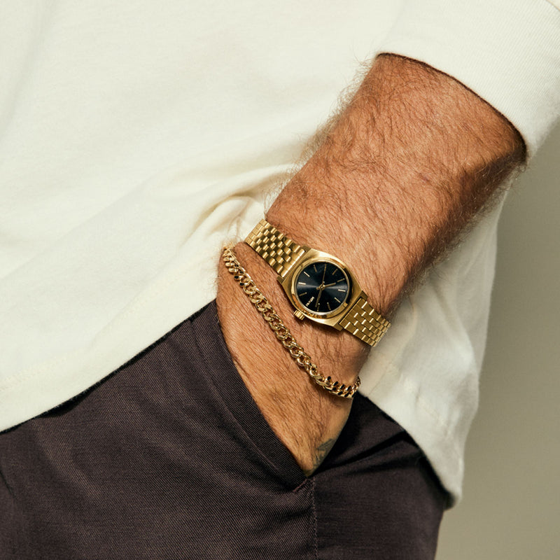 Nixon Small Time Teller Watch - Gold/Black/Gold