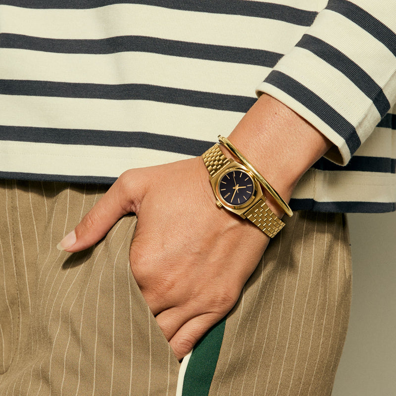 Nixon Small Time Teller Watch - Gold/Black/Gold