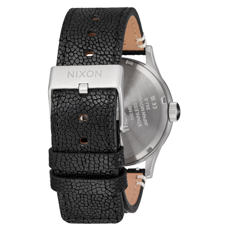Nixon Sentry Leather Watch - Silver/Rosewood/Black