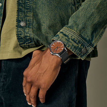 Nixon Sentry Leather Watch - Silver/Rosewood/Black