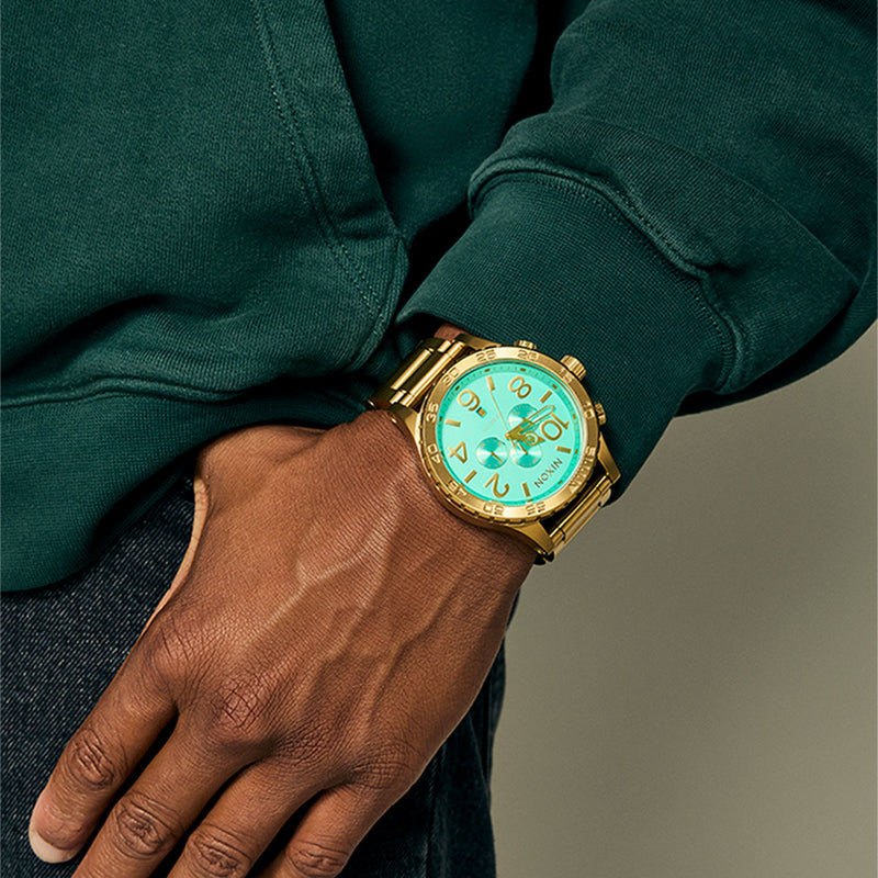 Nixon 51-30 Chrono Watch - Gold/Turquoise/Gold