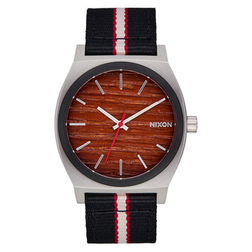 Nixon Time Teller Nylon Watch - Silver/Rosewood/Black Stripe