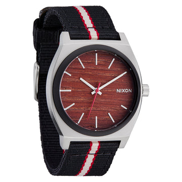Nixon Time Teller Nylon Watch - Silver/Rosewood/Black Stripe