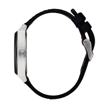 Nixon Time Teller Nylon Watch - Silver/Rosewood/Black Stripe