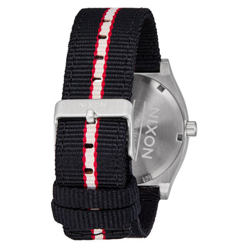 Nixon Time Teller Nylon Watch - Silver/Rosewood/Black Stripe