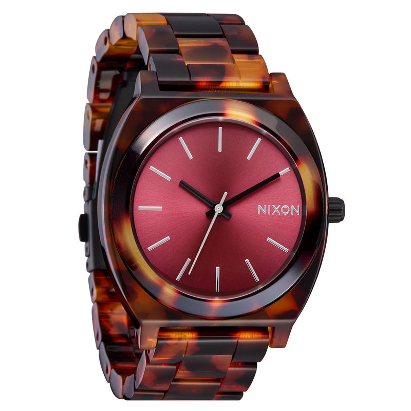 Nixon Time Teller Acetate Watch - Tortoise/Oxblood