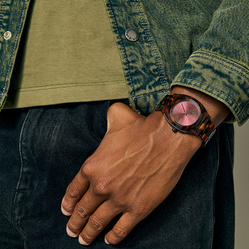 Nixon Time Teller Acetate Watch - Tortoise/Oxblood
