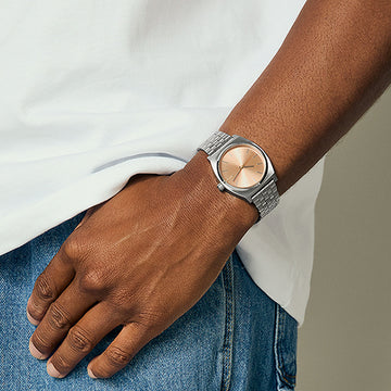 Nixon Time Teller Watch - Silver/Coral