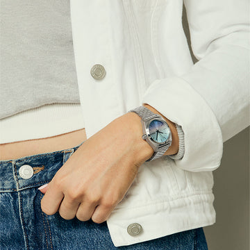 Nixon Time Teller Solar Watch - Silver/Snow