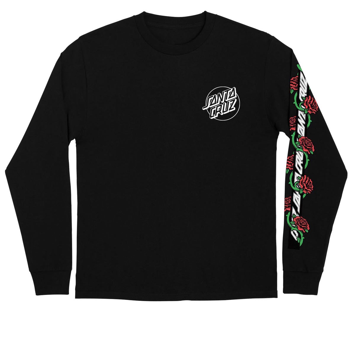 Santa Cruz Dressen Roses Vine Opus Long Sleeve T-Shirt - Black image 1