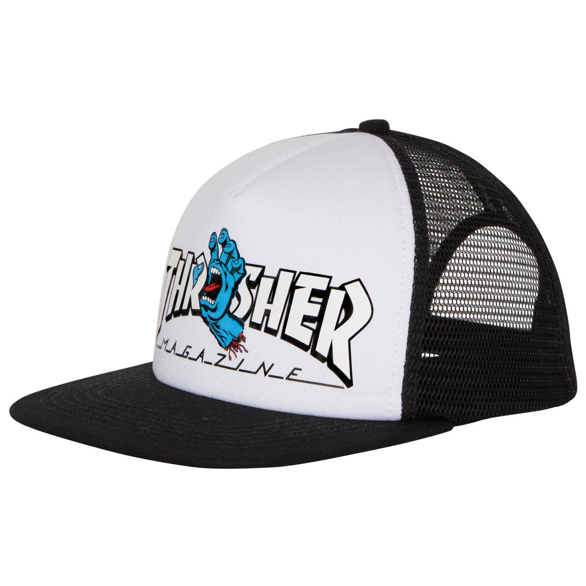 Santa Cruz x Thrasher Screaming Logo Mesh Trucker Hat - White/Black image 1