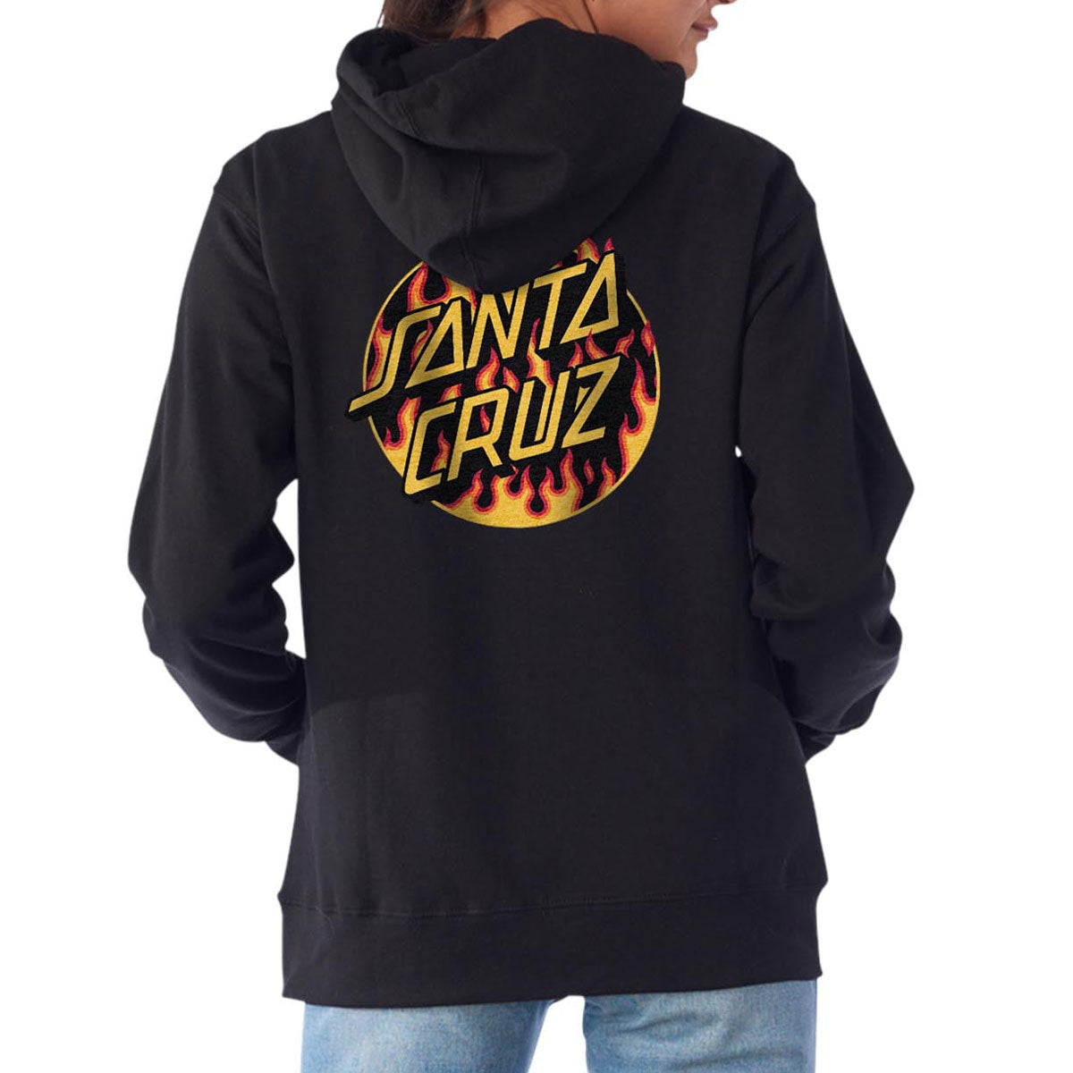 Santa Cruz x Thrasher Womens Flame Dot Boyfriend Hoodie - Black image 1
