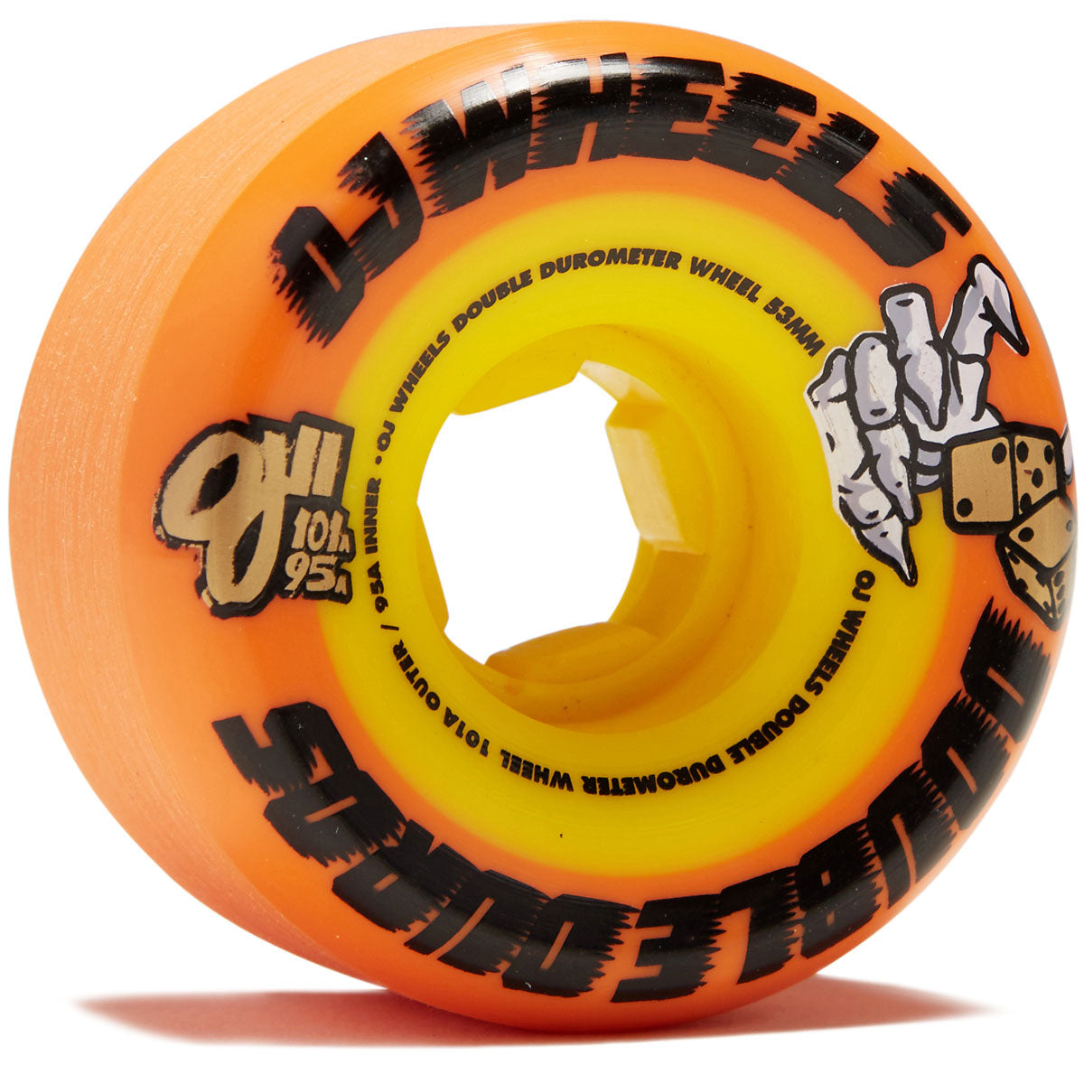 OJ Double Duro 101a/95a Skateboard Wheels - Orange/Yellow - 53mm image 1