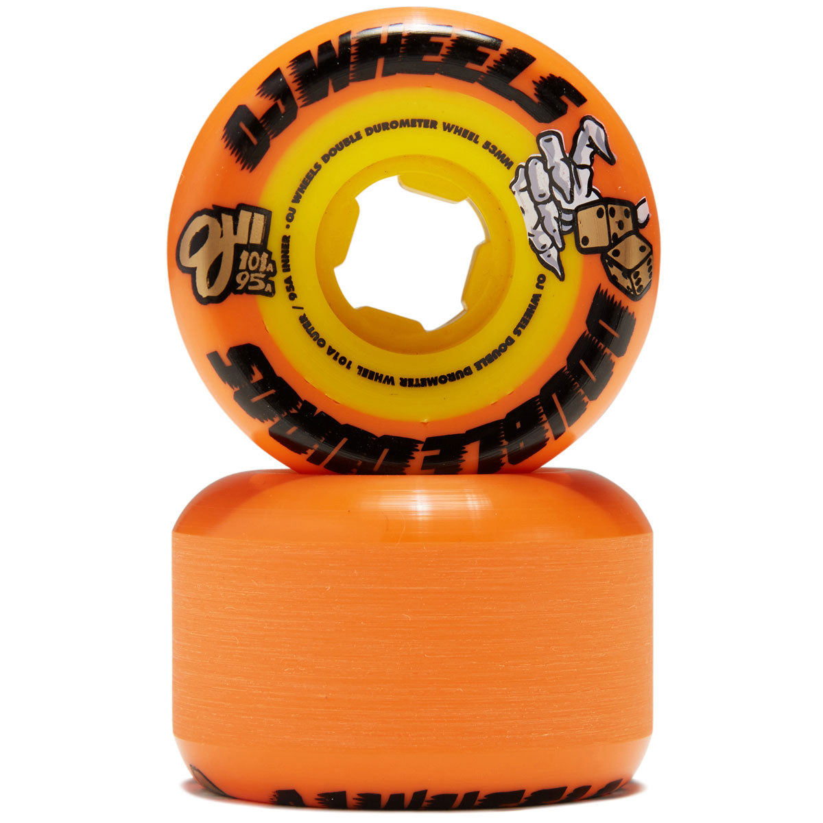 OJ Double Duro 101a/95a Skateboard Wheels - Orange/Yellow - 53mm image 2