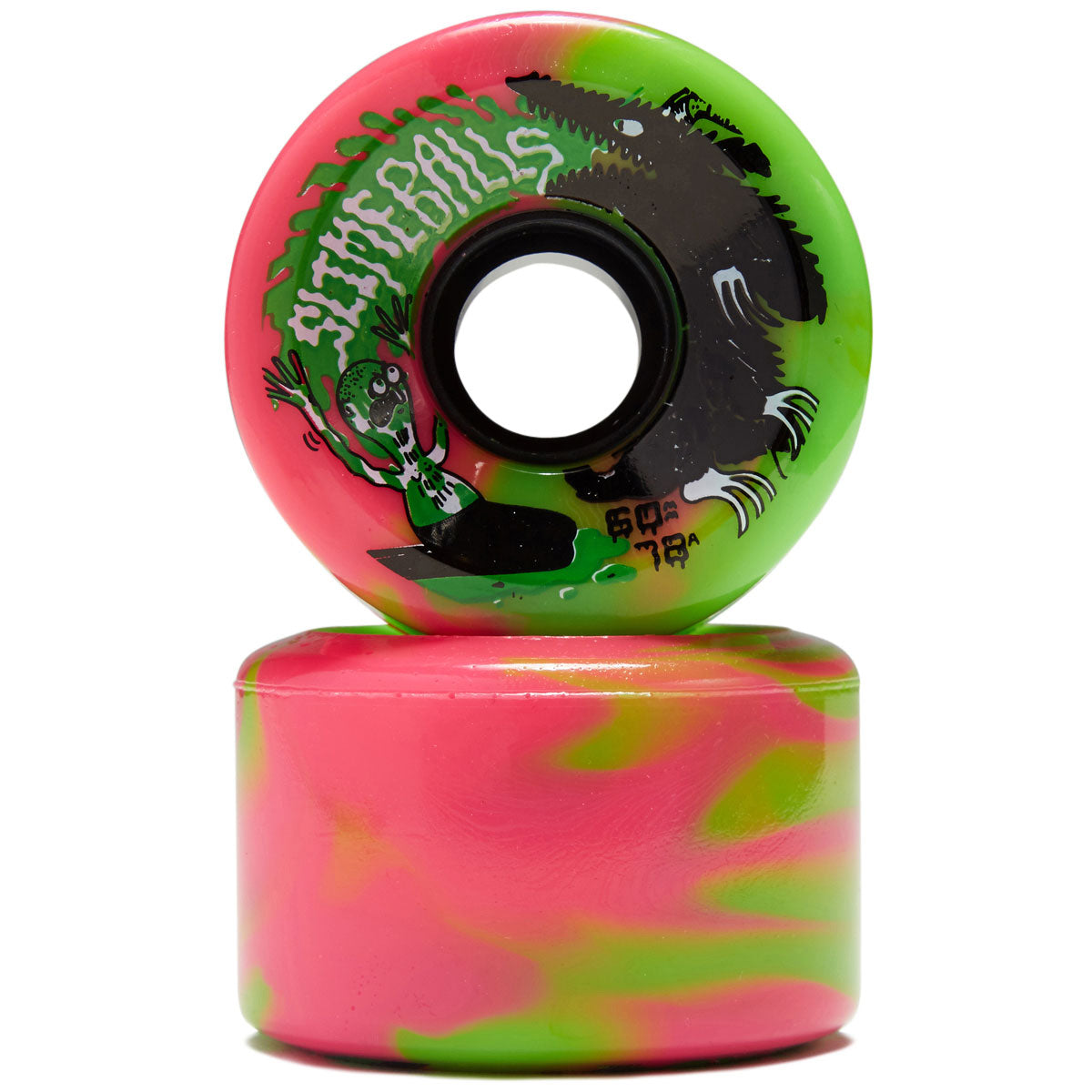 Slime Balls Jay Howell OG Slime 78a Skateboard Wheels - Pink/Green Swirl - 60mm image 2