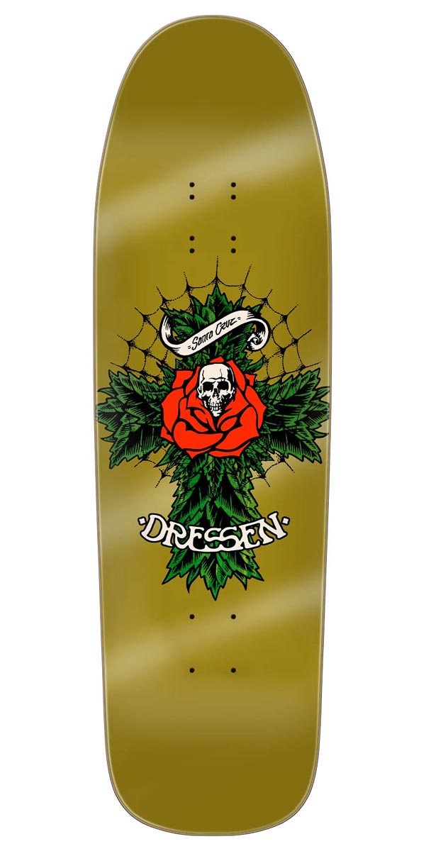 Santa Cruz Dressen Rose Cross Two Shaped Skateboard Deck - 9.30