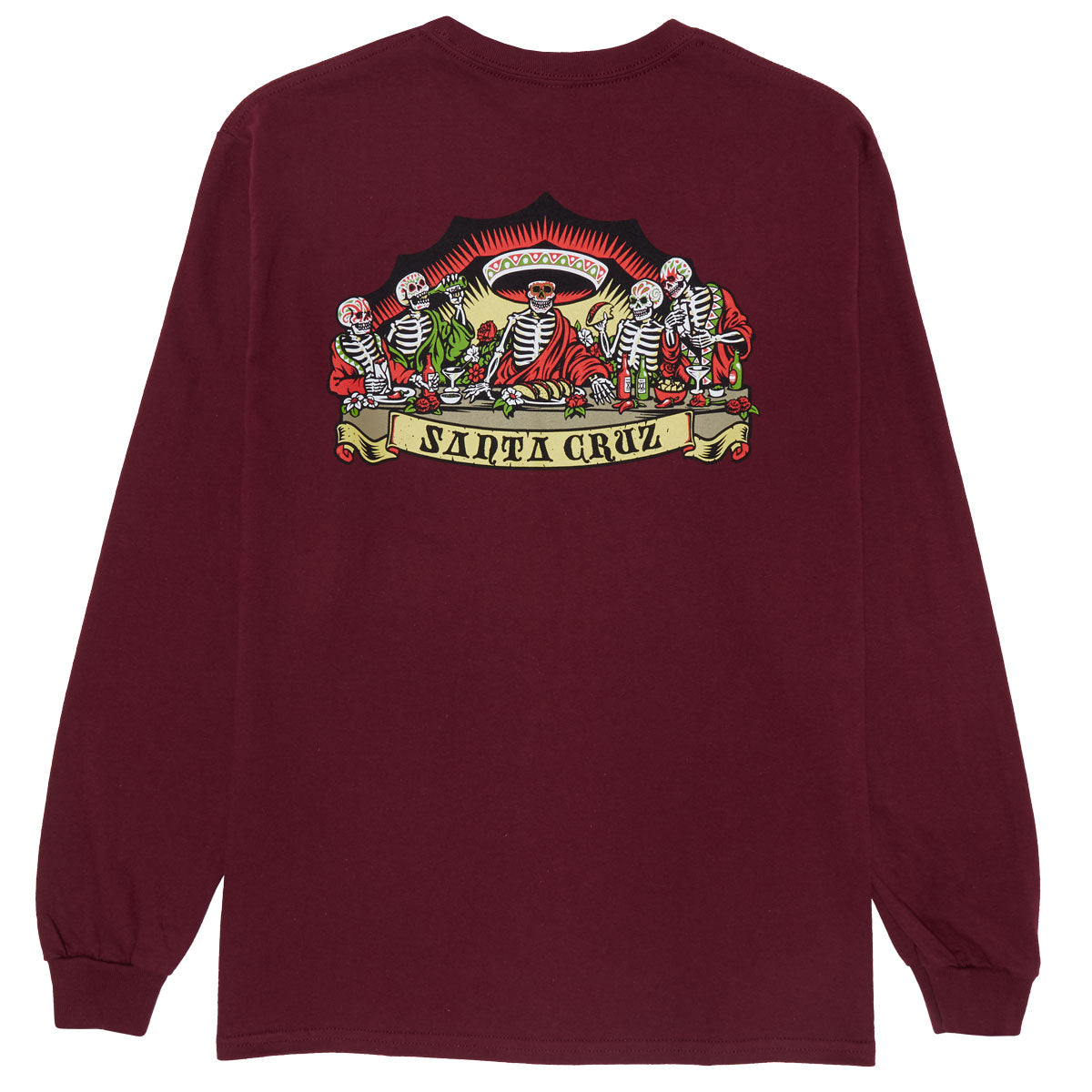 Santa Cruz Guzman Dead Diners Long Sleeve T-Shirt - Maroon image 2