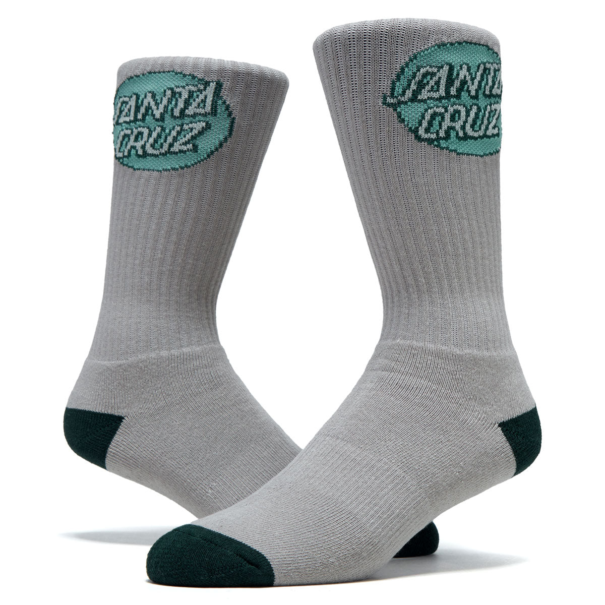 Santa Cruz Cruz Crew 2 Pack Of Socks - Grey/Tonal Green image 2