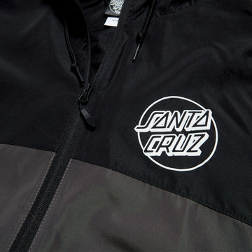Santa Cruz Opus Dot Chest Hooded Windbreaker Jacket - Black/Graphite