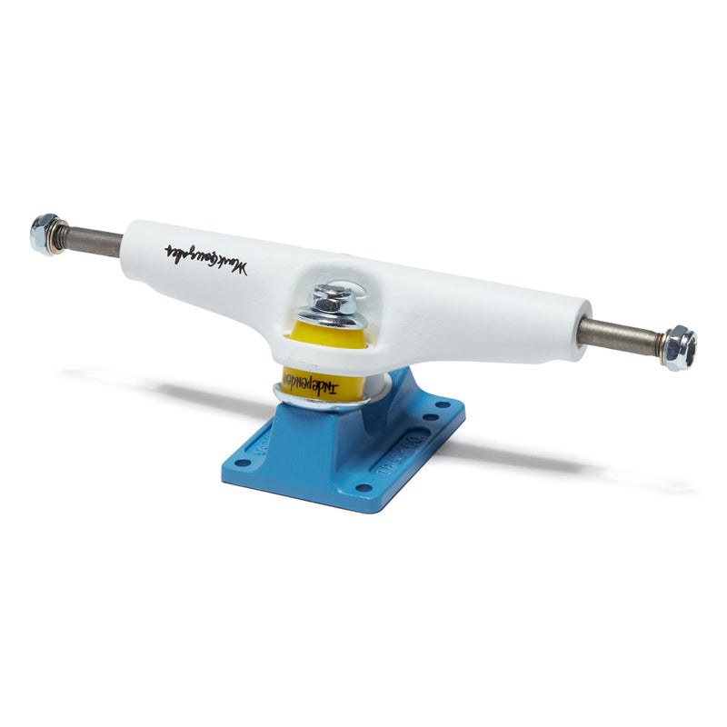 Independent Stage 4 Pro Mark Gonzales Flat Skateboard Trucks - White/Blue - 151mm