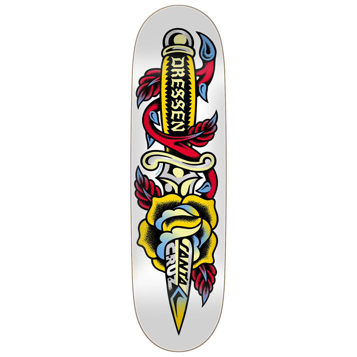 Santa Cruz Dressen Rose Dagger Skateboard Deck - White - 8.70
