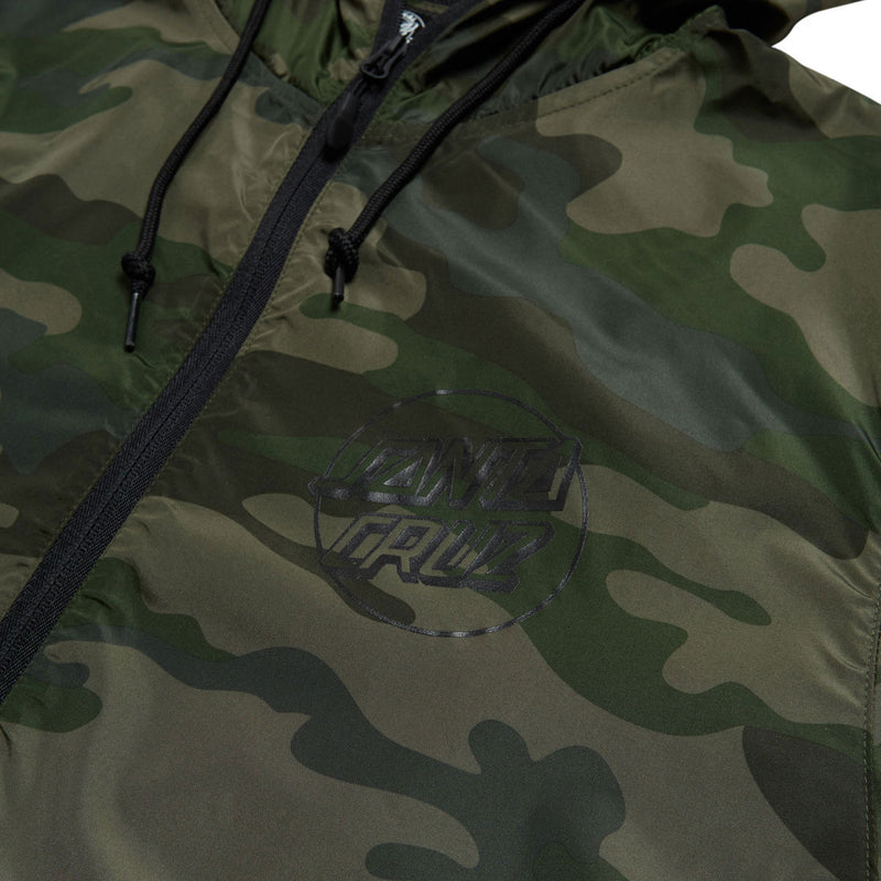 Santa Cruz Opus Dot Chest Hooded Windbreaker Jacket - Forest Camo