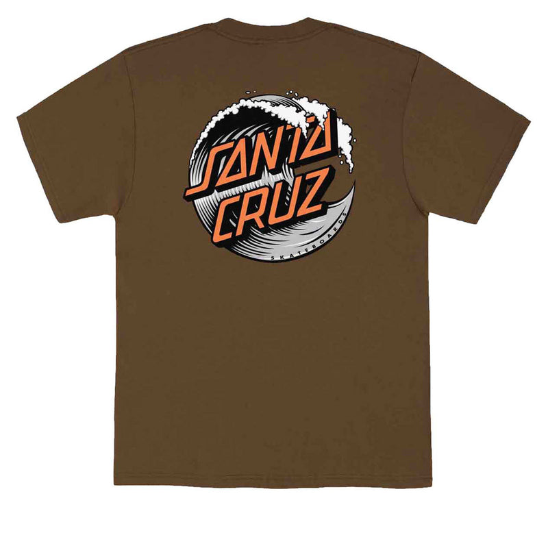 Santa Cruz Wave Dot T-Shirt - Dark Chocolate/Grey/Orange