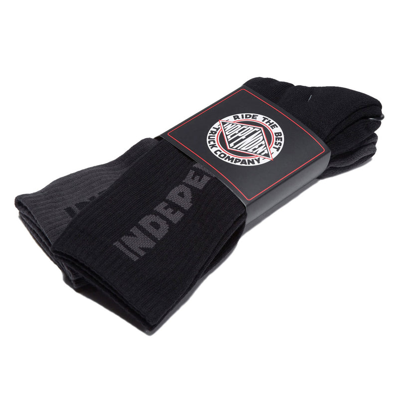 Independent Baseline Crew 2 Pack Of Socks - Black/Charcoal