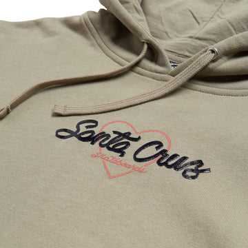Santa Cruz Womens Love Script Center Hoodie - Cement