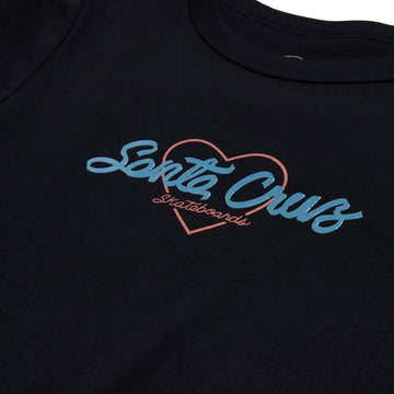 Santa Cruz Womens Love Script Center Cropped T-Shirt - Black