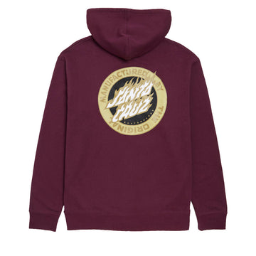 Santa Cruz Flamed MFG Dot Zip Up Hoodie - Maroon