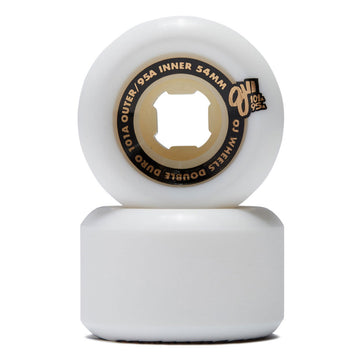 OJ Double Duro Hardline 101a/95a Skateboard Wheels - White - 54mm