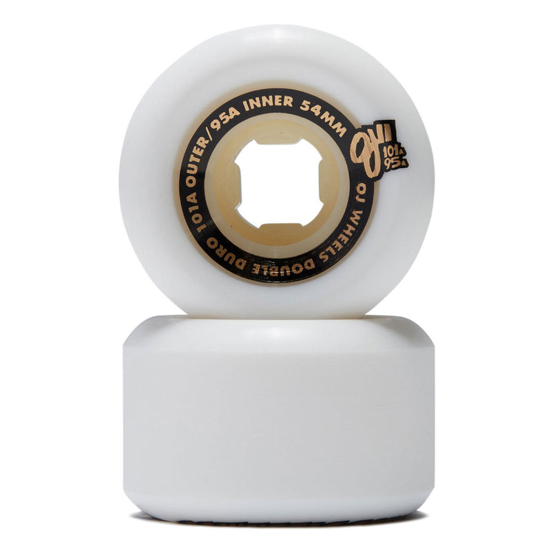 OJ Double Duro Hardline 101a/95a Skateboard Wheels - White - 54mm