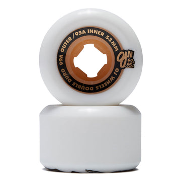OJ Double Duro Hardline 99a/95a Skateboard Wheels - White - 53mm