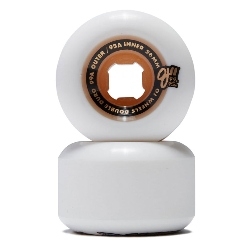 OJ Double Duro Chubbies 99a/95a Skateboard Wheels - White - 56mm