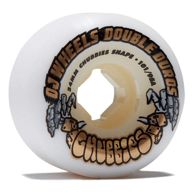 OJ Double Duro Chubbies 101a/95a Skateboard Wheels - White - 54mm