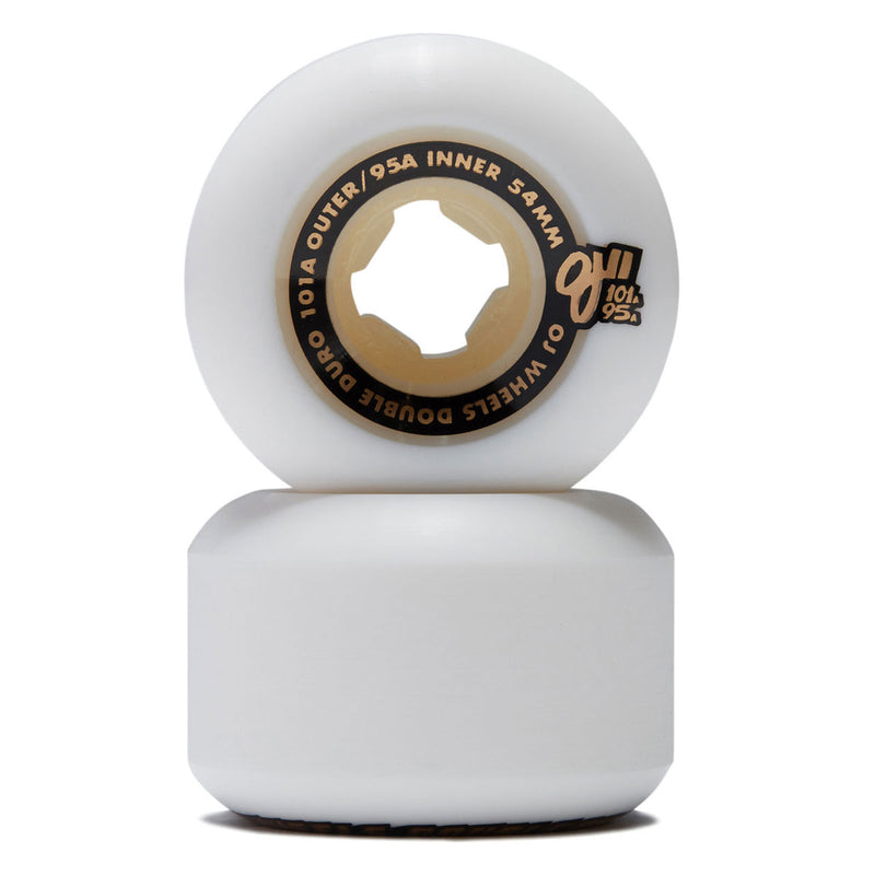 OJ Double Duro Chubbies 101a/95a Skateboard Wheels - White - 54mm